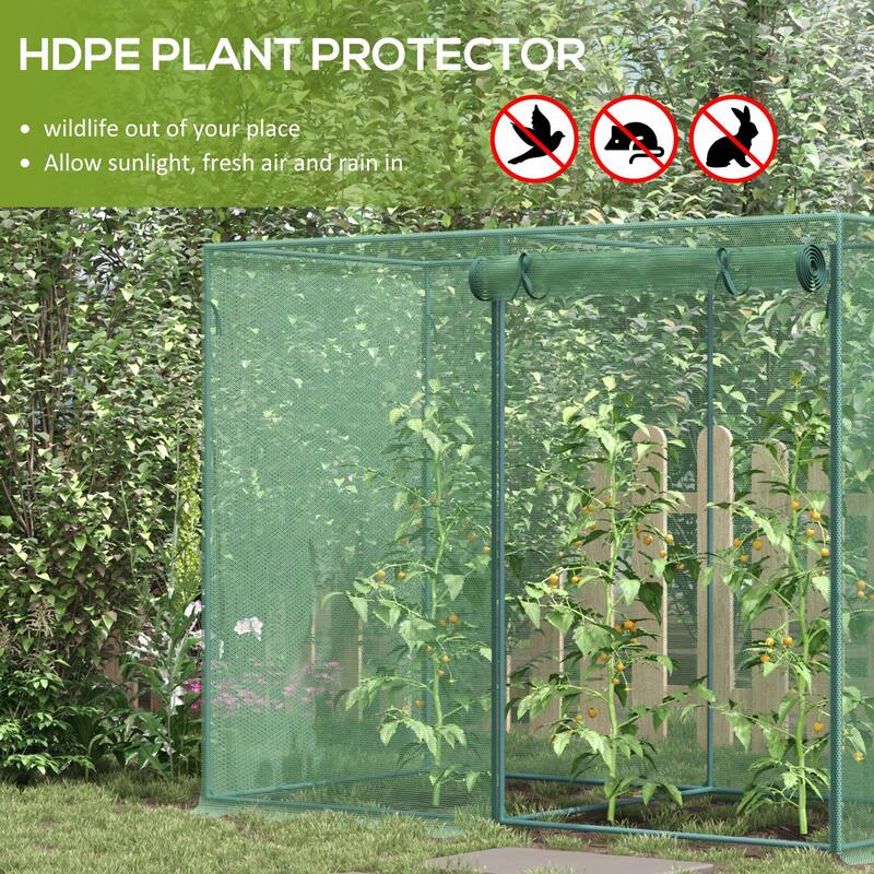 Outsunny 6 x 3ft Tall Crop Cage, Plant Protection Tent, with Two Zippered Doors, Storage Bag and 6 Ground Stakes