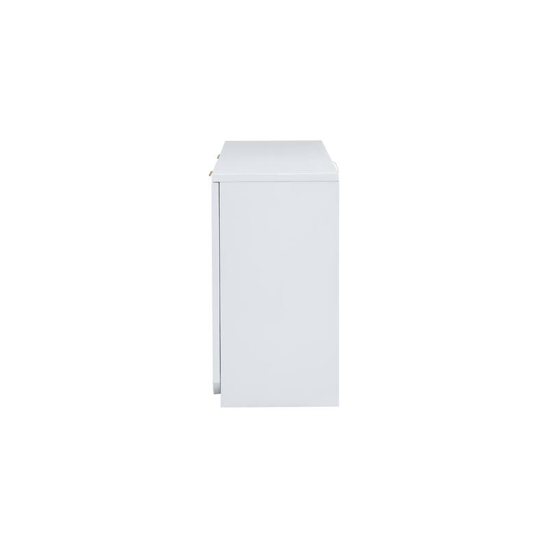Stylish Four-Door Cabinet with Vertical Stripes & Adjustable Shelves