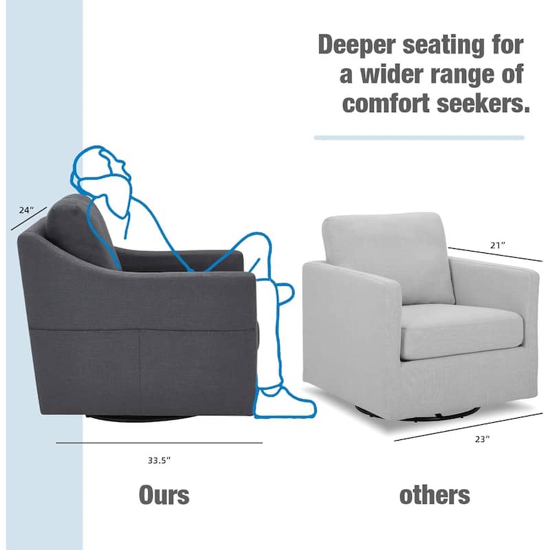 Swivel Accent Chair - Modern Linen Armchair with Removable Cover for Living Room & Reception