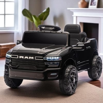 Licensed Dodge RAM 3500 12V Kids Ride On Truck with Remote Control, Dual Motors, Suspension, LED Lights & Music Player