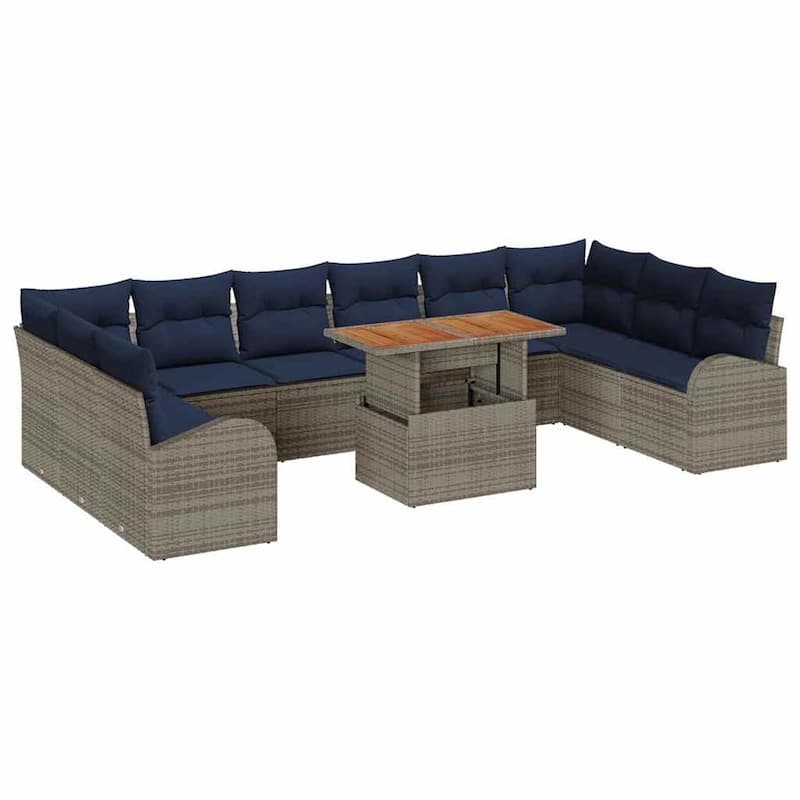 vidaXL 11 Piece Garden Sofa Set with Cushions - 135.4×70.5×27.2
