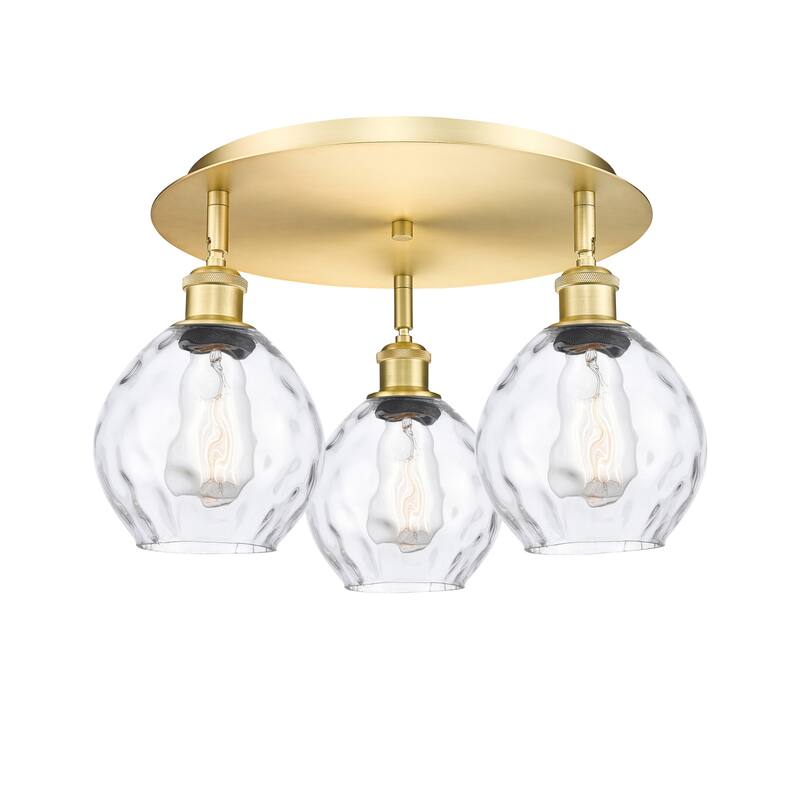 Innovations Lighting 516-3C-9-18 Waverly Flush Waverly 3 Light 18" - Satin Gold / Clear