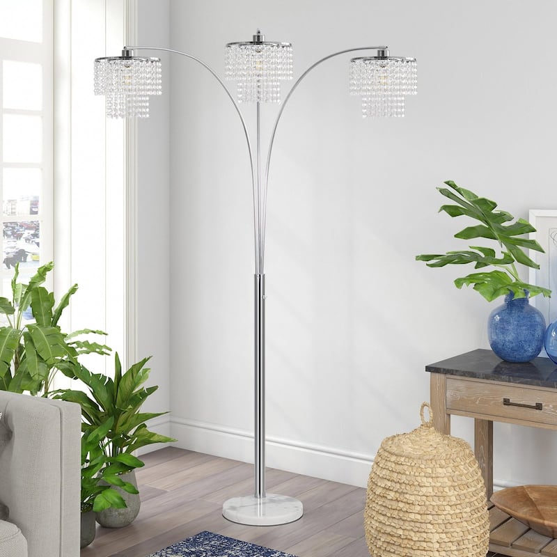 Brio 90" 3-Light Modern Crystal Arc Floor Lamp - 85