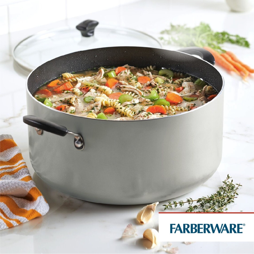 Farberware Cookware Aluminum Nonstick Covered Stockpot, 10.5-Quart, Silver  - Bed Bath & Beyond - 38405891