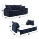 preview thumbnail 3 of 3, Velvet Upholstered Sofa with Pull-Out Sleeper Design in Blue
