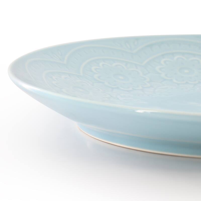 Hometrends Alemany 10.6 Inch Round Stoneware Dinner Plate Set in Aqua