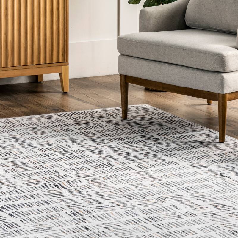 Nuloom Mitzi SpinClean Abstract Lines Machine Washable Area Rug
