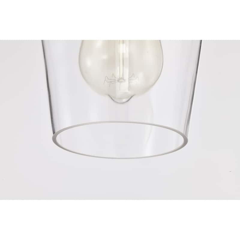 Black and Antique Brass 1-Light Modern Mini Pendant with Clear Glass Shade