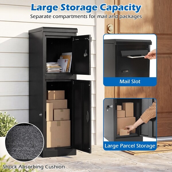 Gymax 44'' Package Delivery Box for Outside w/Lockable Doors Coded