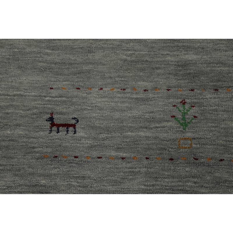 Tribal Gray Gabbeh Indian Rug Hand-Knotted Bedroom Wool Carpet - 8'0" x 9'9"