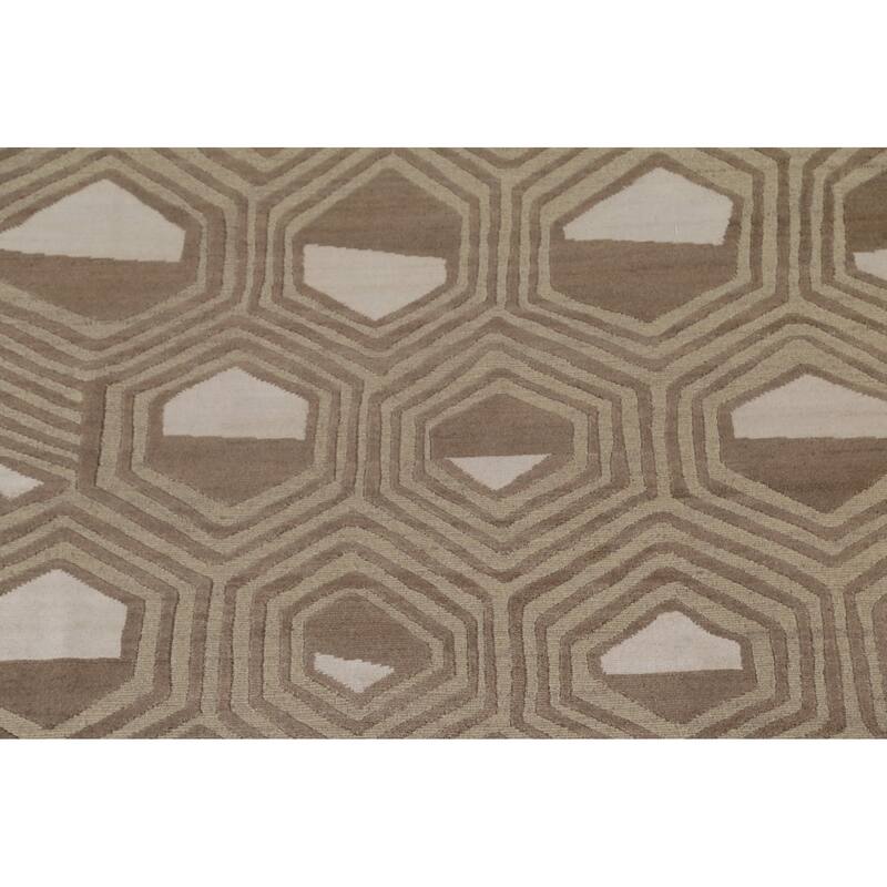 Large Abstract Modern Rug Handmade Wool Carpet - 9'11"x 13'9"