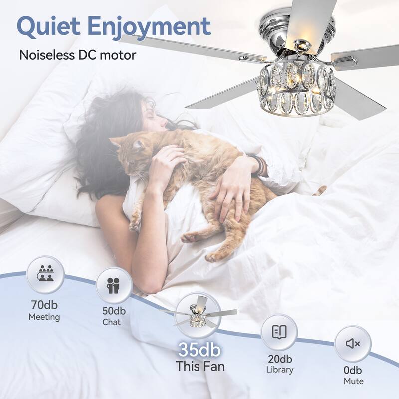 52" Flush Mount 5-Blade Ceiling Fan with Light Kit and Remote