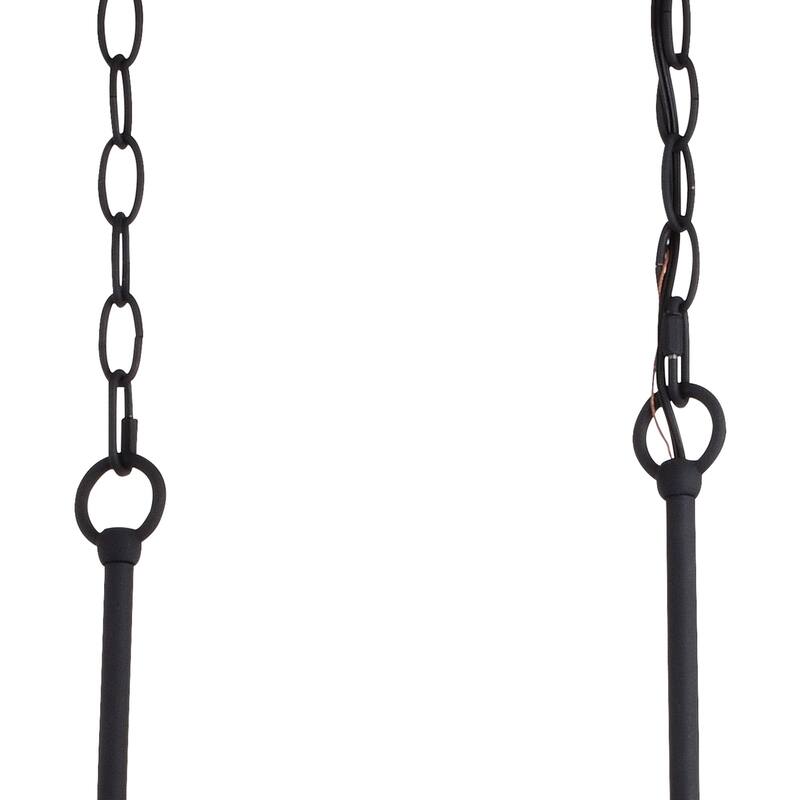 5 Light Chandelier Island Pendant Light - Black Ash Wood Cage Linear Fixture - 96.5