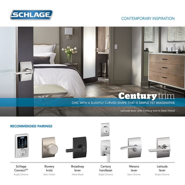 Schlage F40-BWE-CEN Bowery Privacy Knob Set with Decorative Century - Bed  Bath & Beyond - 16088073