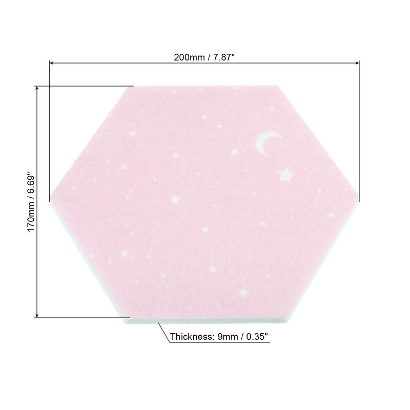 8Pcs Hexagon Felt Bulletin Tile Self Adhesive Mini Wall DIY Pin Board - Pink