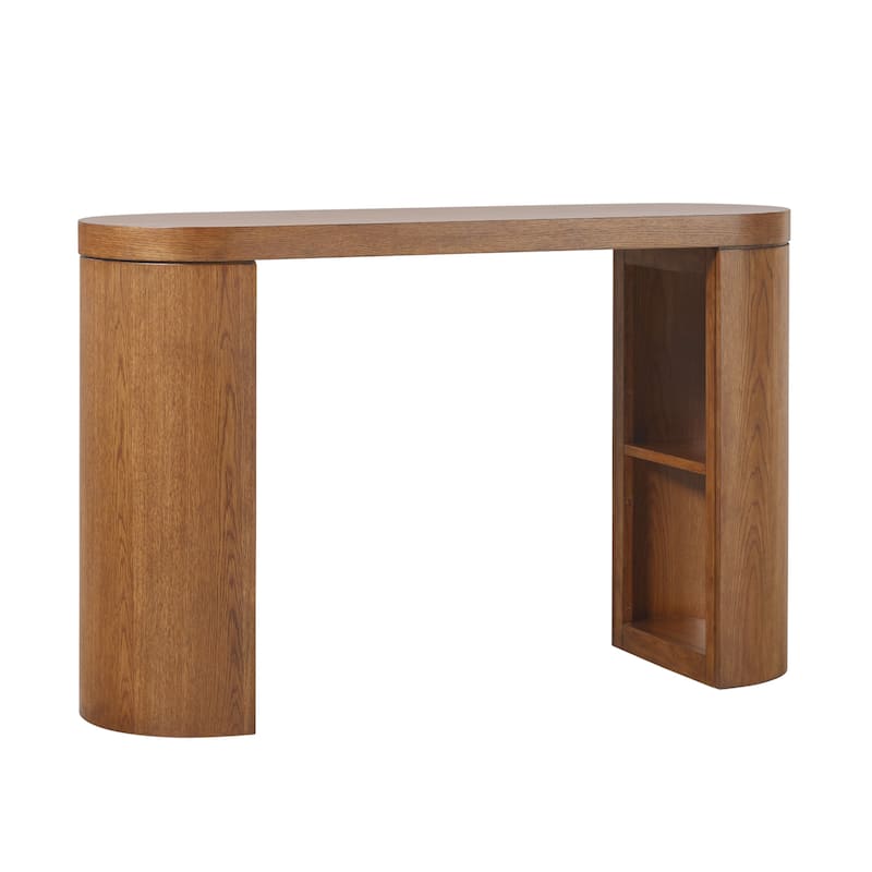 Walker Edison Modern Solid Oak Wood Veneer Console Table