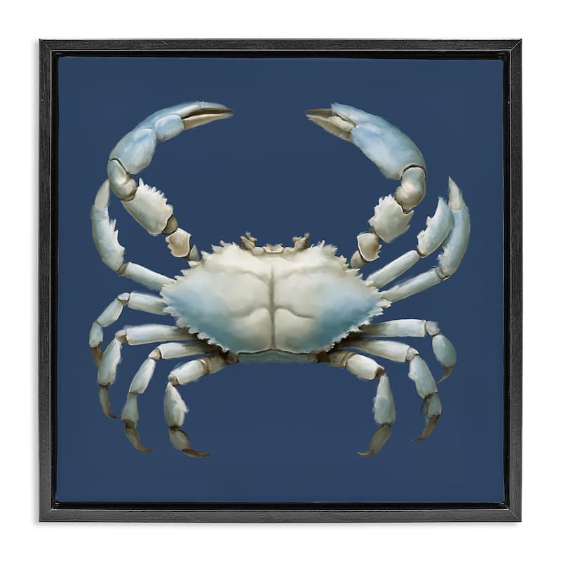 Stupell Detailed Aquatic Blue Crab Framed Floater Canvas Wall Art Design By Elizabeth Medley - 18 x 18 - Black