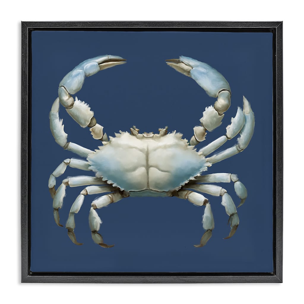 Stupell Detailed Aquatic Blue Crab Framed Floater Canvas Wall Art Design By Elizabeth Medley