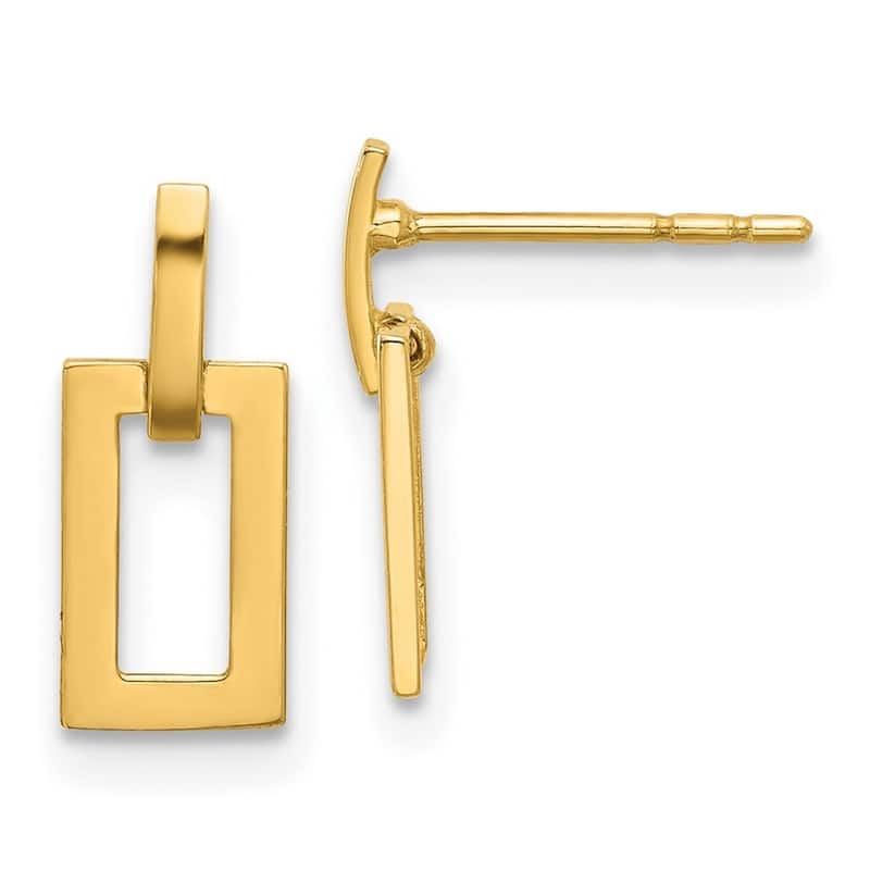 Curata 14k Yellow Gold 13.3x5.4mm Geometric Dangle Post Earrings -