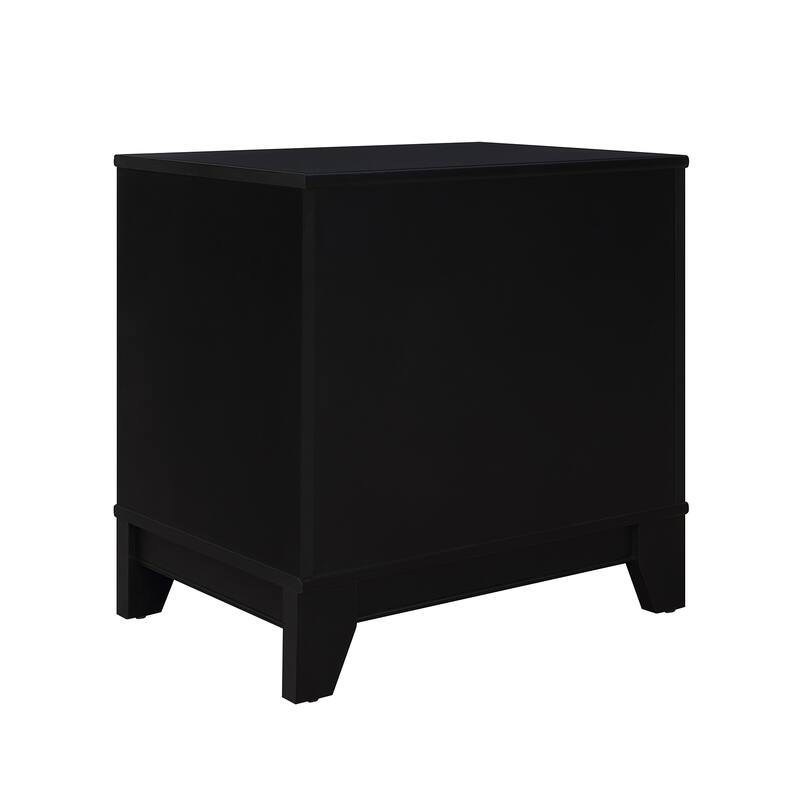 Modern Nightstand with Cane Door and Single Drawer Solid Wood Legs