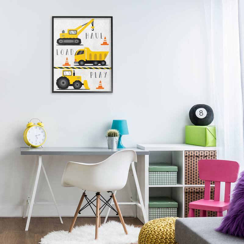 Stupell Haul Load Play Trucks Framed Giclee Art Design By Elizabeth Tyndall