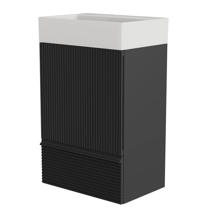 20" Striped Bathroom Vanity with Ceramic Sink, Freestanding Bathroom Cabinet for Modern Bathroom, KD