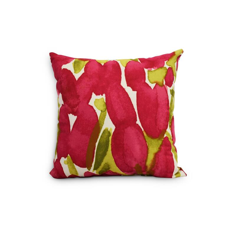 Sunset Tulip 18 inch Floral Decorative Outdoor Pillow - Red