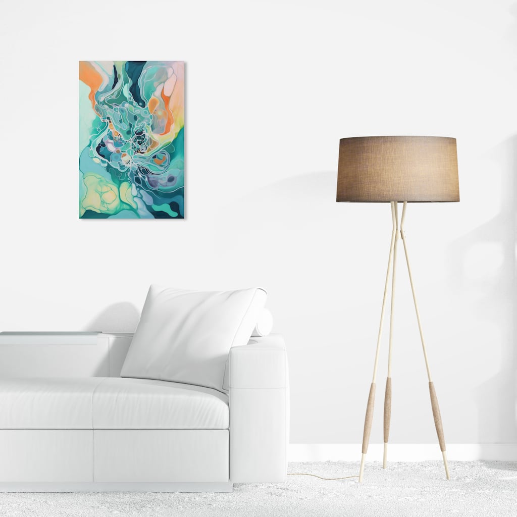 Wynwood Studio Canvas Abstract Falling Water Abstract Green and Mint Green Tropical Wall Art Canvas Print