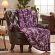 preview thumbnail 84 of 111, Chanasya Faux Fur Wolf Throw Blanket With Reversible Sherpa Queen / Full - Aubergine