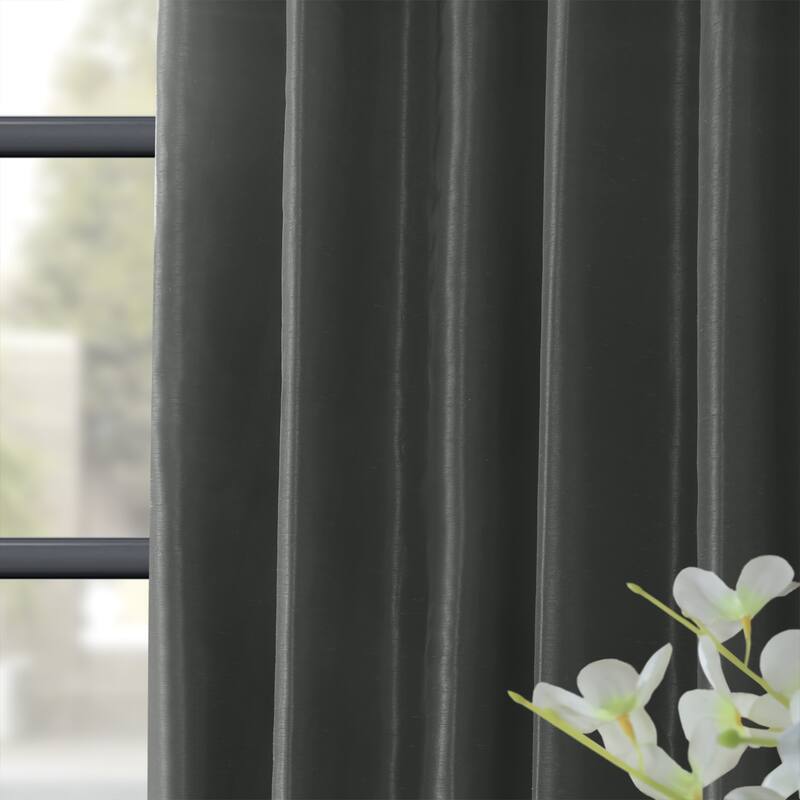 Exclusive Fabrics Blackout Textured Faux Dupioni Silk Curtains (1 Panel) - Luxurious Elegance and Superior Light Control