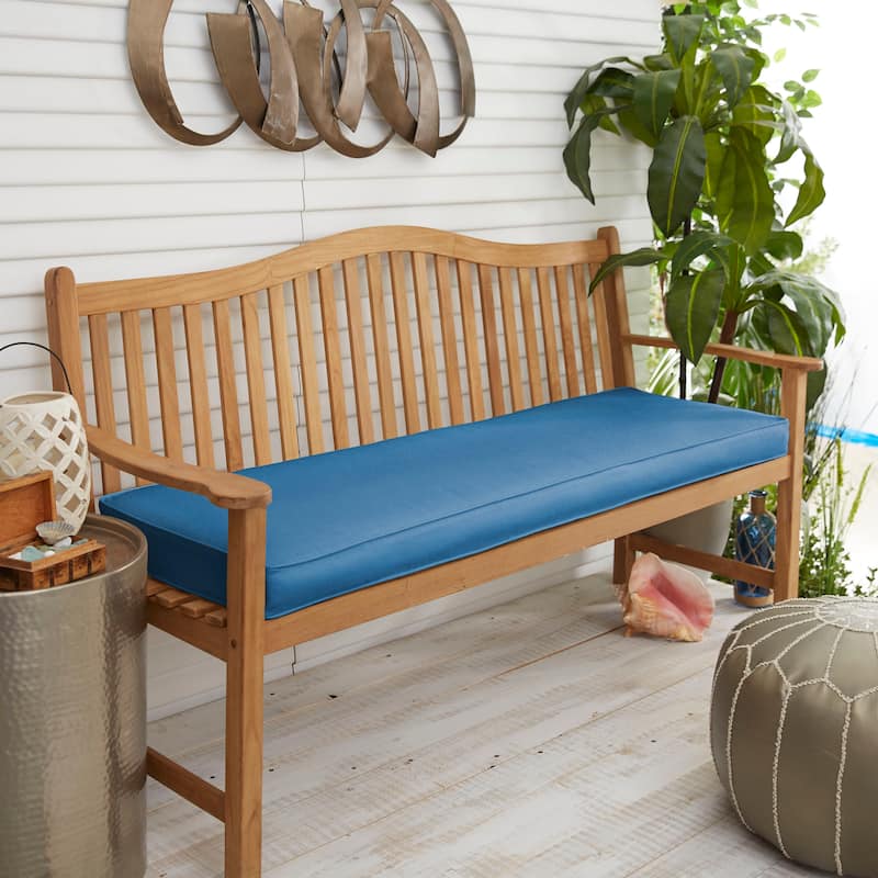 Sorra Home Sloane Light Blue 48-inch Indoor/ Outdoor Corded Bench Cushion