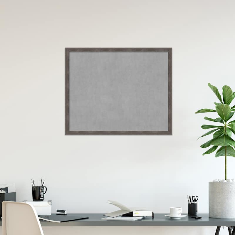 Amanti Art Pinstripe Lead Grey Framed Magnetic Board