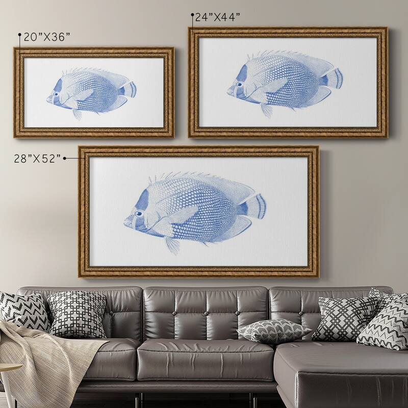 Blue & White Tropical Fish VI Premium Framed Canvas- Ready to Hang