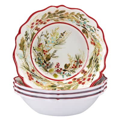 Certified International Christmas Gatherings 8.5" Melamine All Purpose Bowls, Set of 4 - 8.25" Diameter x 2"