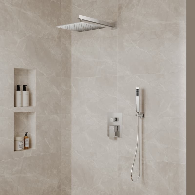 10" Rain Shower Head High Pressure Wall Mount Shower System, Bathroom Shower Faucet Set with Handheld Spray
