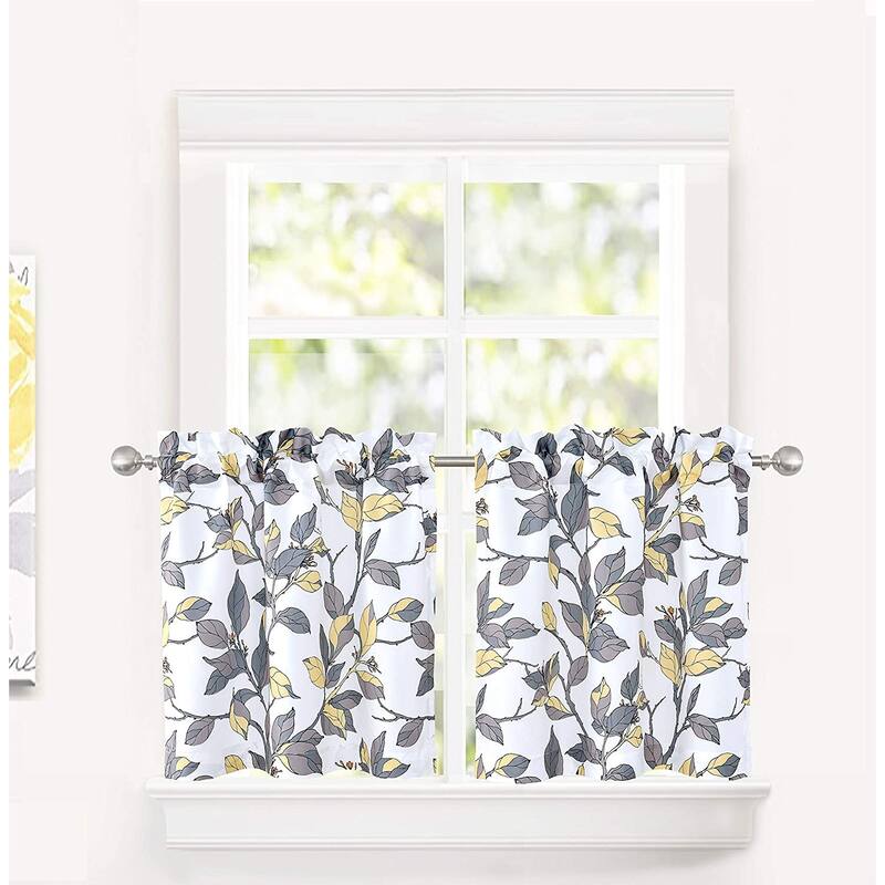 DriftAway Ryan Sketch Floral Branch Leaves Pattern Curtain Set