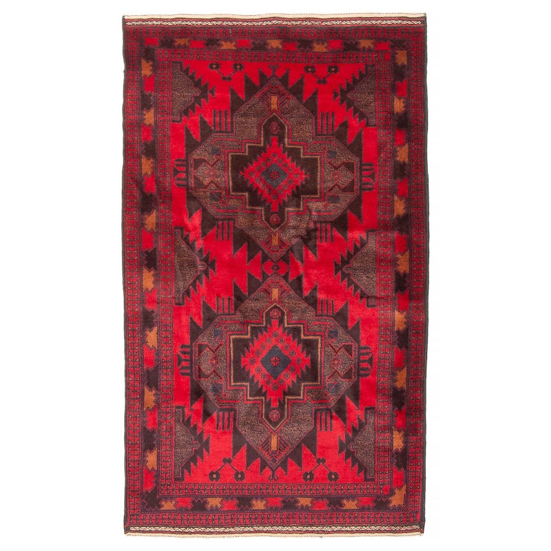 Teimani Red Rug 3'2" x 5'4" - 3'2 x 5'4 - Red - 3'2 x 5'4