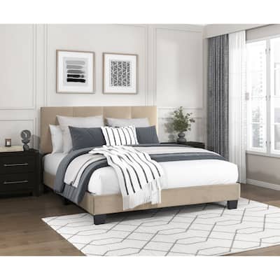 Velvet Full Platform Bed with Adjustable Tufted Headboard