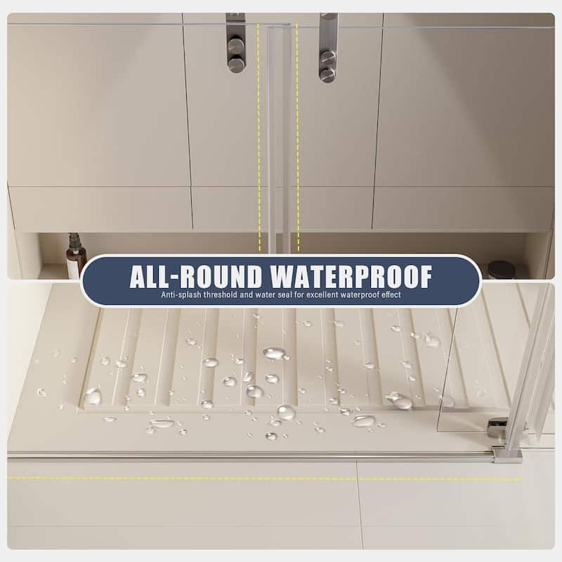 60" W X 76" H Double Sliding Frameless Shower Door