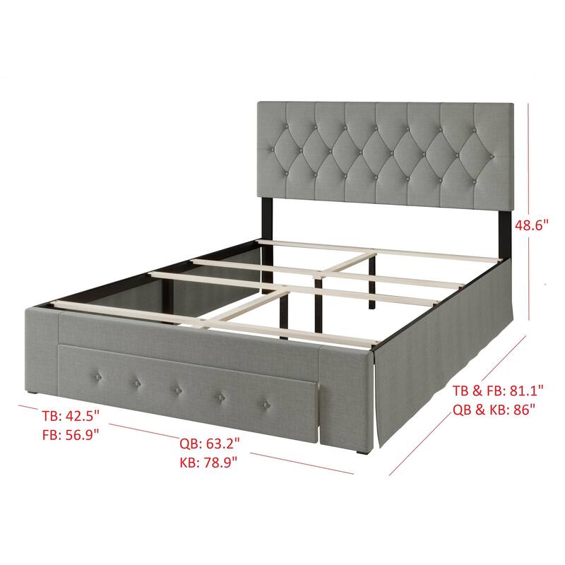 Deborah Tufted Upholstered Storage Panel Bed