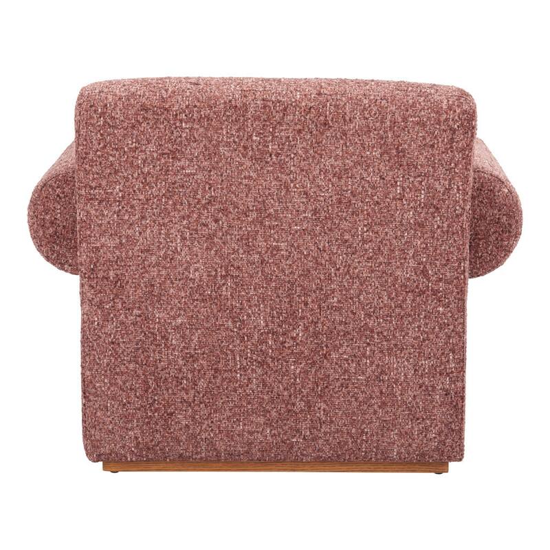 HomeRoots 39" Copper And Brown Woven Upholstery And Solid Wood Arm Chair - 39.00 in. x 28.90 in. x 34.00 in.