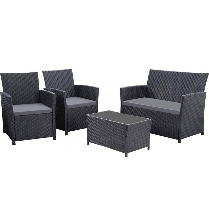 4 Piece Outdoor PE Wicker Furniture Set