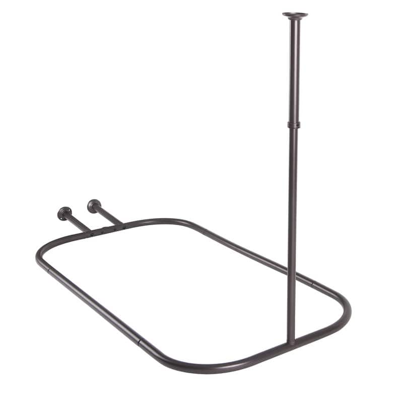 Utopia Alley Rustproof Wall Mounted Aluminum Hoop Shower Rod With Ceiling Support for Clawfoot Tub, 46 * 22 in - Oil Rubbed Bronze