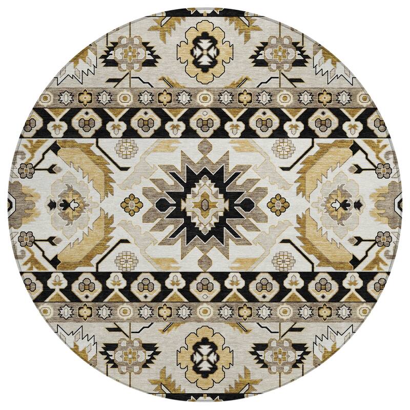 Machine Washable Indoor/ Outdoor Traditional Aspen Chantille Rug