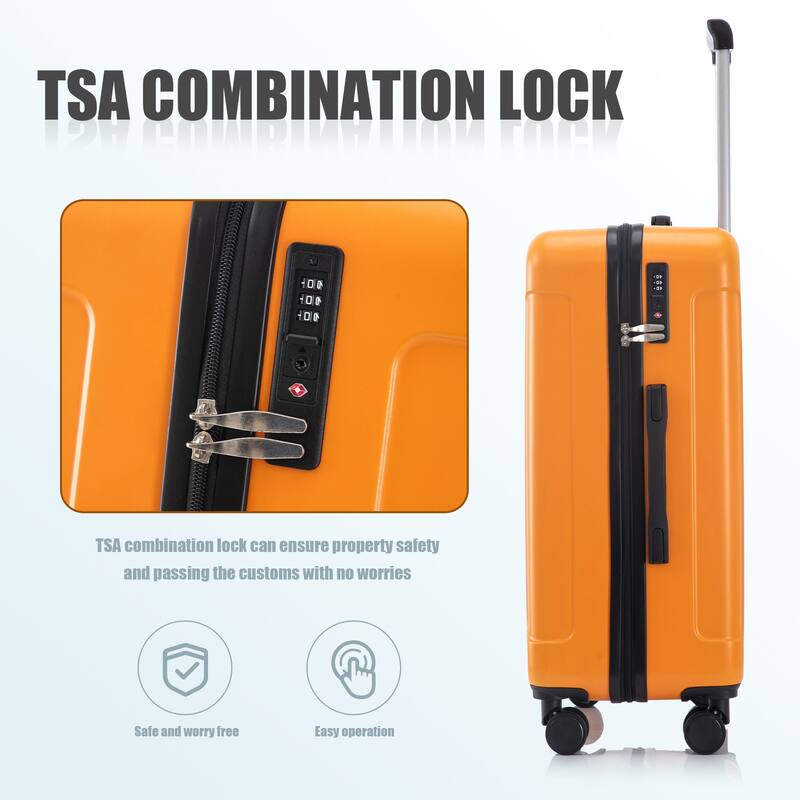 3 PCS in ABS Spinner Wheel Luggage, Carry on Suitcase, TSA Combination Lock