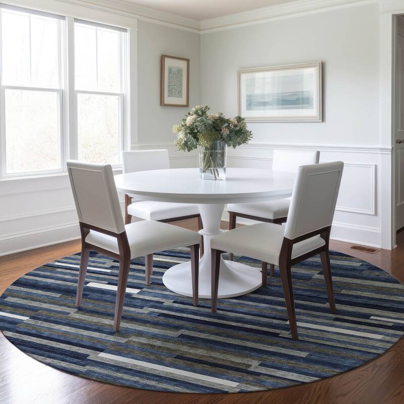 Machine Washable Indoor/ Outdoor Chantille Modern Stripes Rug