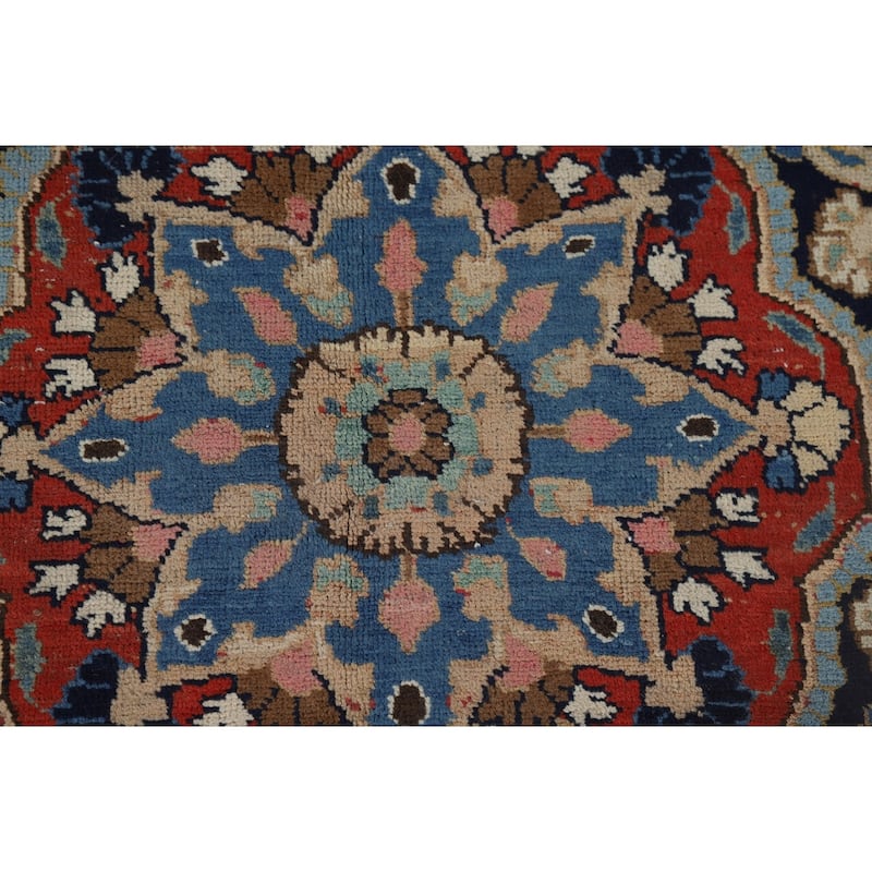 Signed Mashad Vintage Persian Area Rug Handmade Wool Carpet - 8'3" x 11'3"