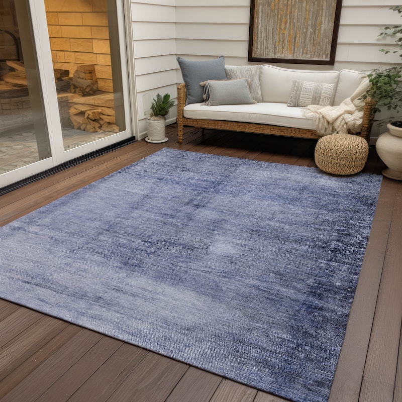 Machine Washable Indoor/ Outdoor Chantille Solid Ombre Rug