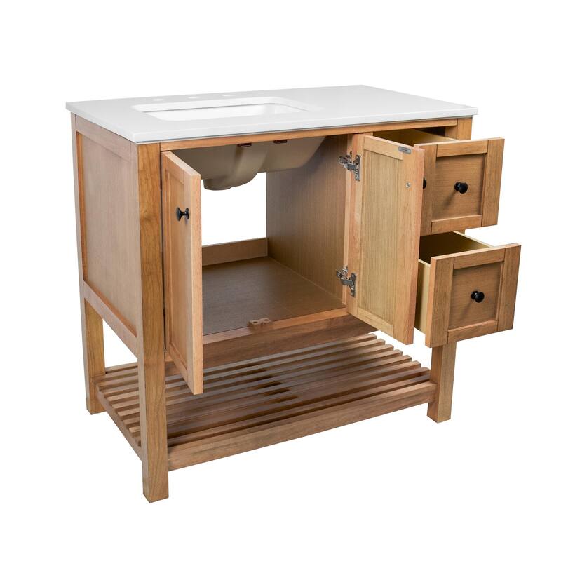 KitchenBathCollection Lakeshore 36" Bathroom Vanity with Engineered White Top