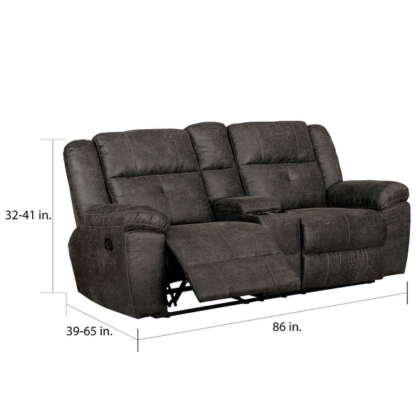 Furniture of America Feodosiya Brown Reclining Loveseat with Center Console